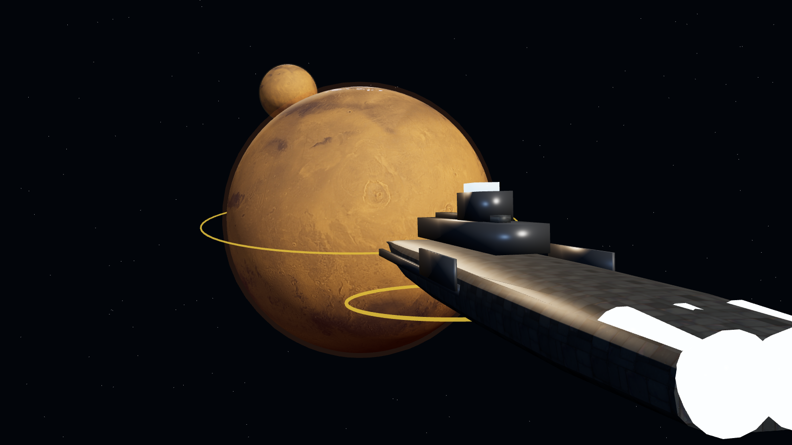 Spearhead holding station in front of New Mars.